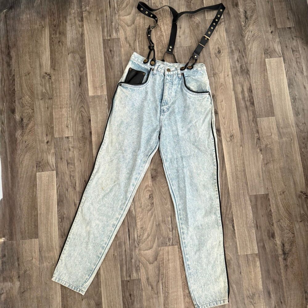 Vintage Stefano international 100% cotton 80s suspender jeans